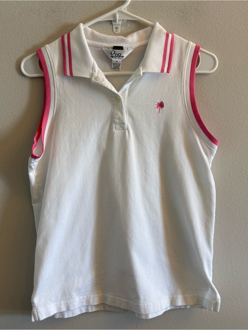 Lilly Pulitzer Polo Shirt Womens Medium White Pink Cotton Golf